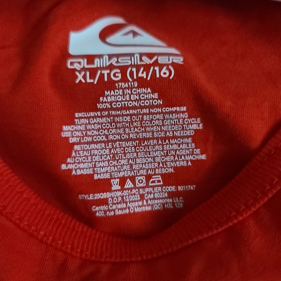 Quiksilver Youth 2 Pack Top Set: Tshirt and Tank top, XL (14/16), Black and Red - Picture 4 of 12